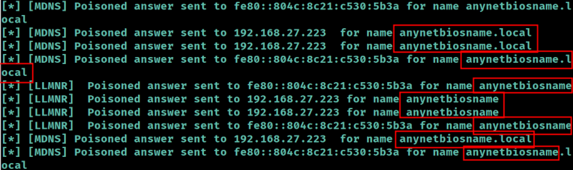 Responder resolves our arbitrary name